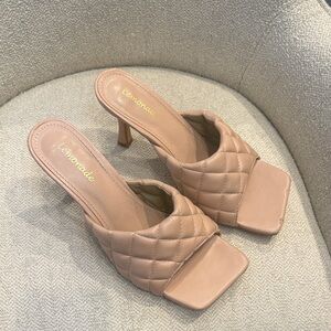 Lemon Quilted Nude Heels